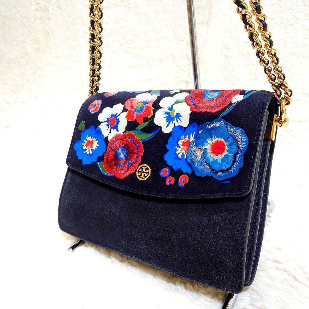 に*む様 トリーバーチ チェーンショルダーバッグ パーカー 刺繍 花柄