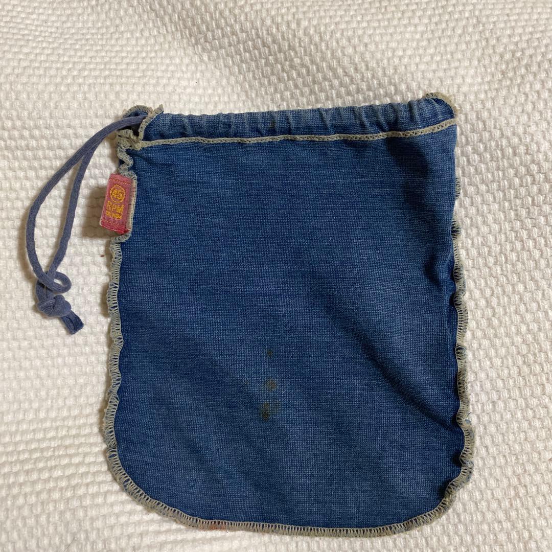 ノベルティヴンティージ希少45RPMstudioデニムLINEデニム巾着袋ポーチ
