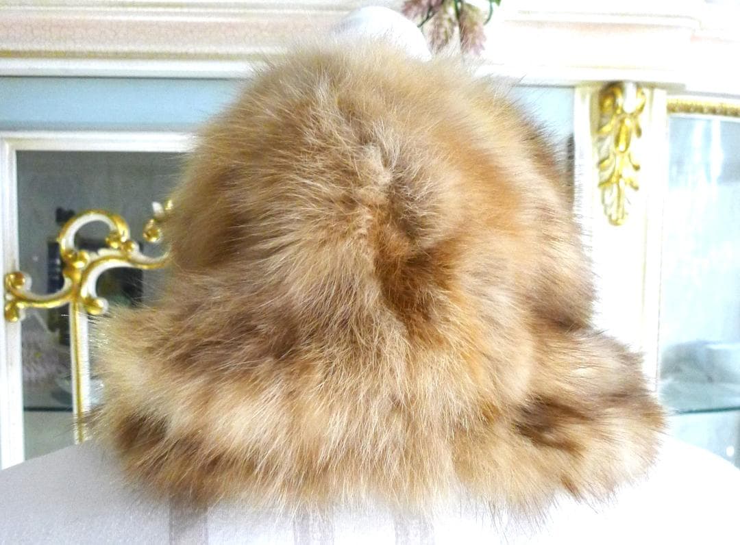 RACHELdePARIS】ゴールデンセーブルレザーストリングス付スヌード美品