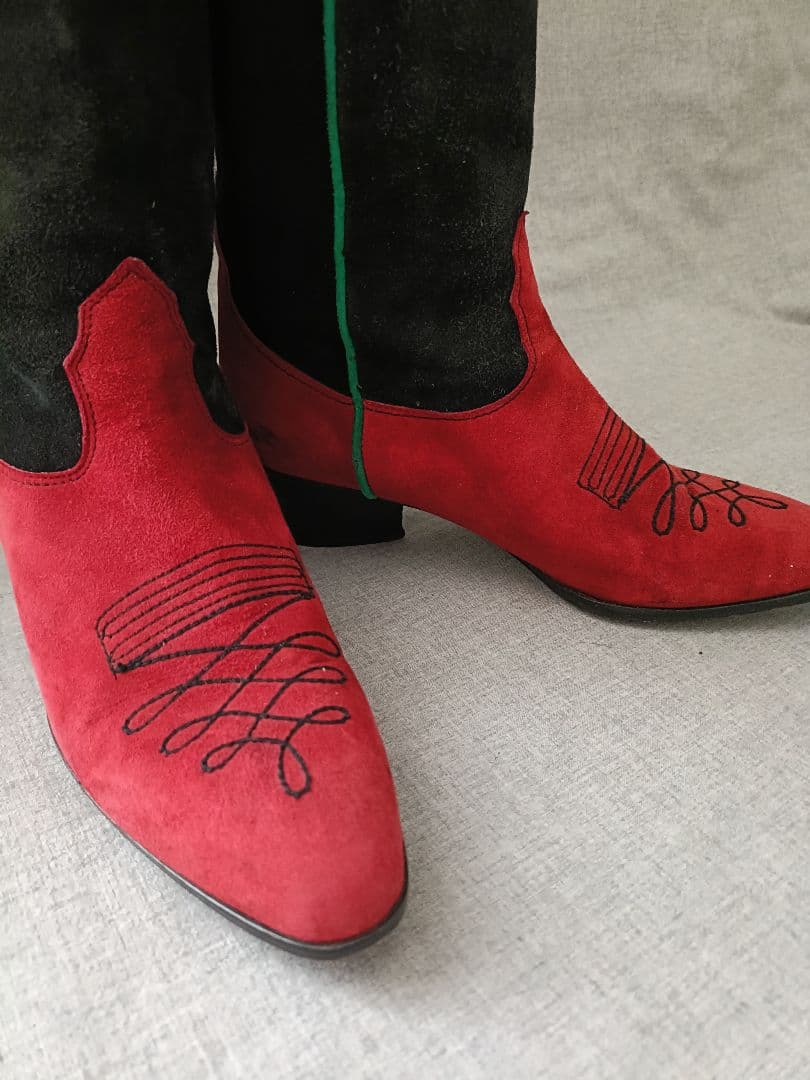 ヴィンテージ 80年代 カラフルスエード ウエスタンブーツ 22〜22.5cm