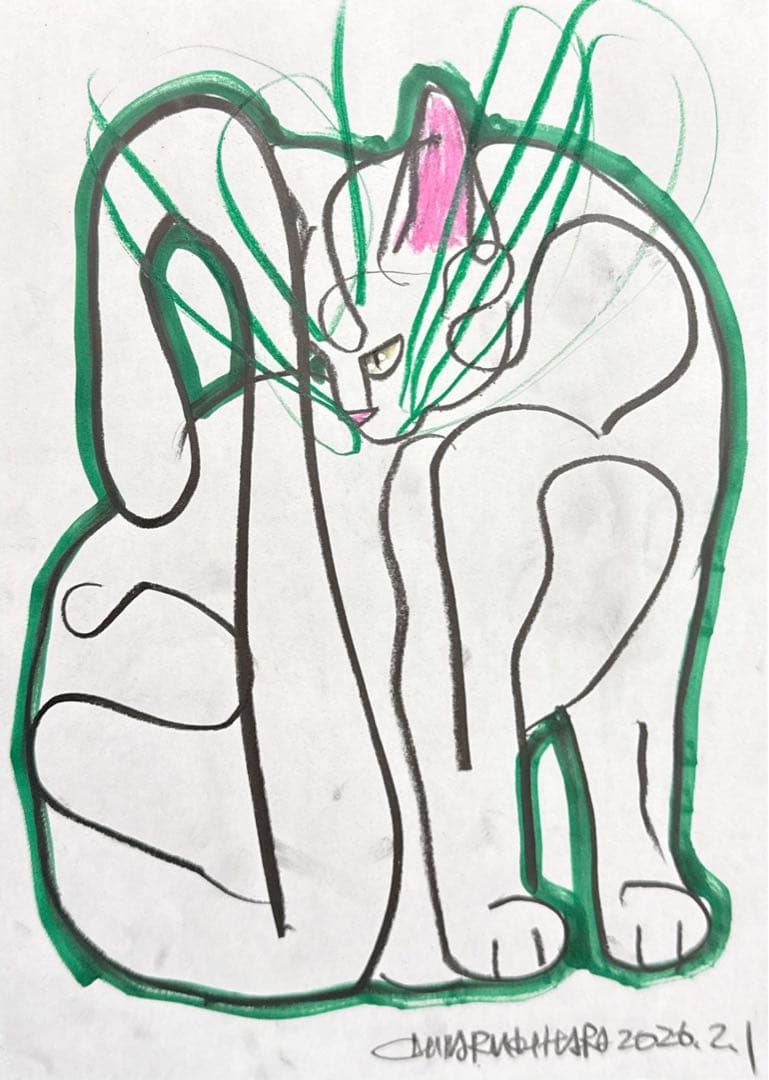 木原千春5分間ドローイング/catエスキース7 - メルカリ