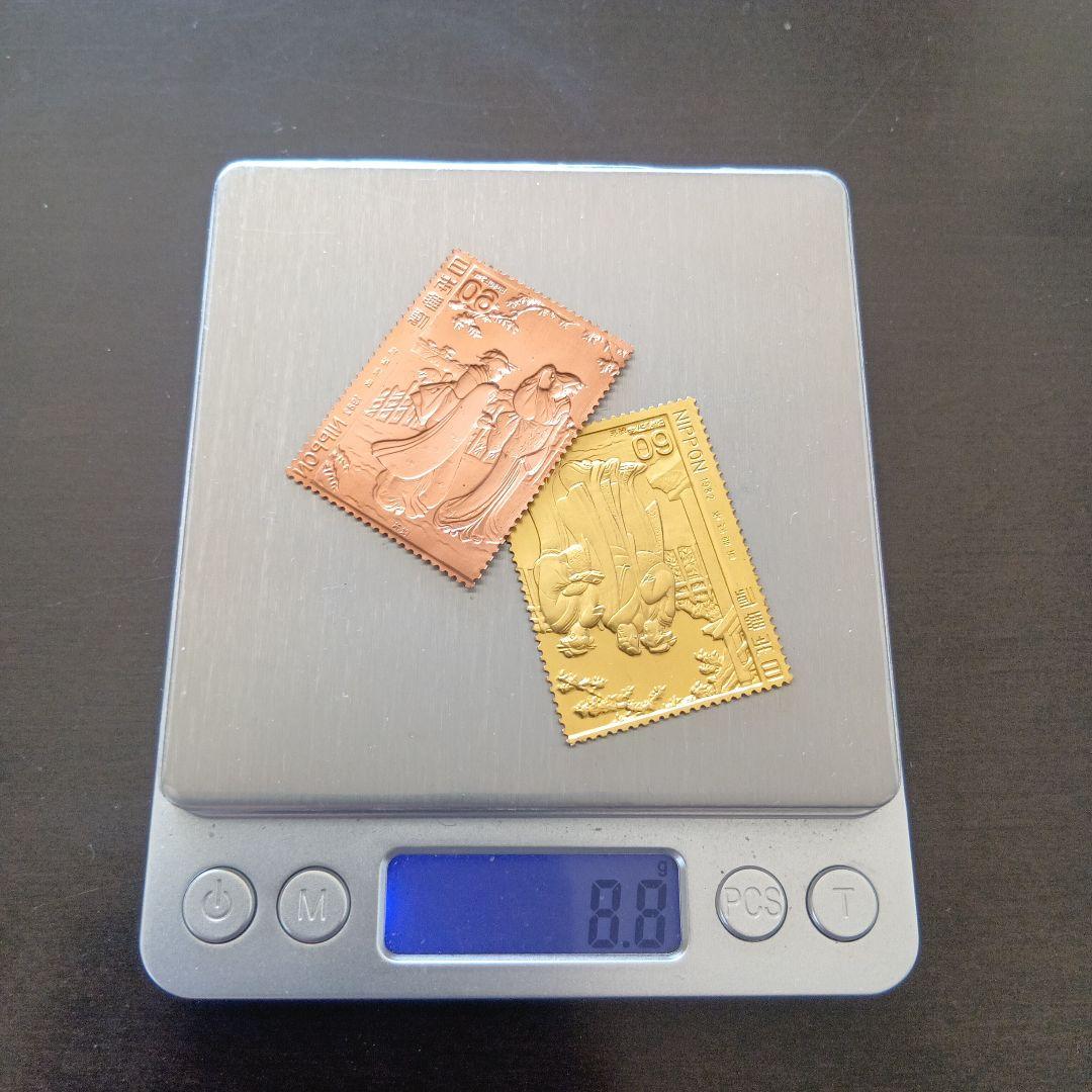 松本徽章工業 金属工芸品 特別郵趣 純金/純銅プレート切手趣味週間 鳥居清