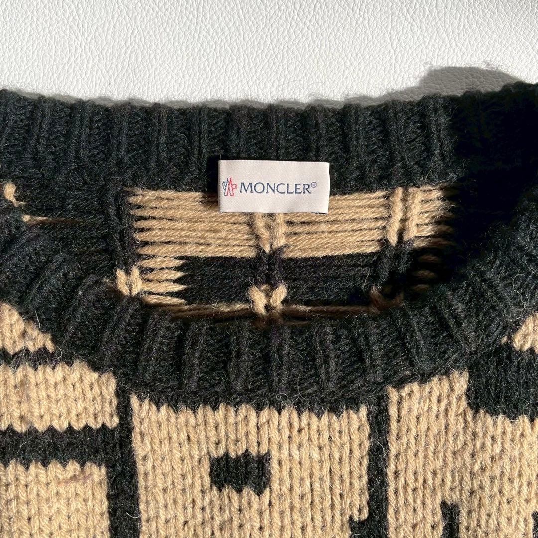 モンクレール】ニット セーター 総柄 ロゴ M 黒 アルパカ混 - メルカリ