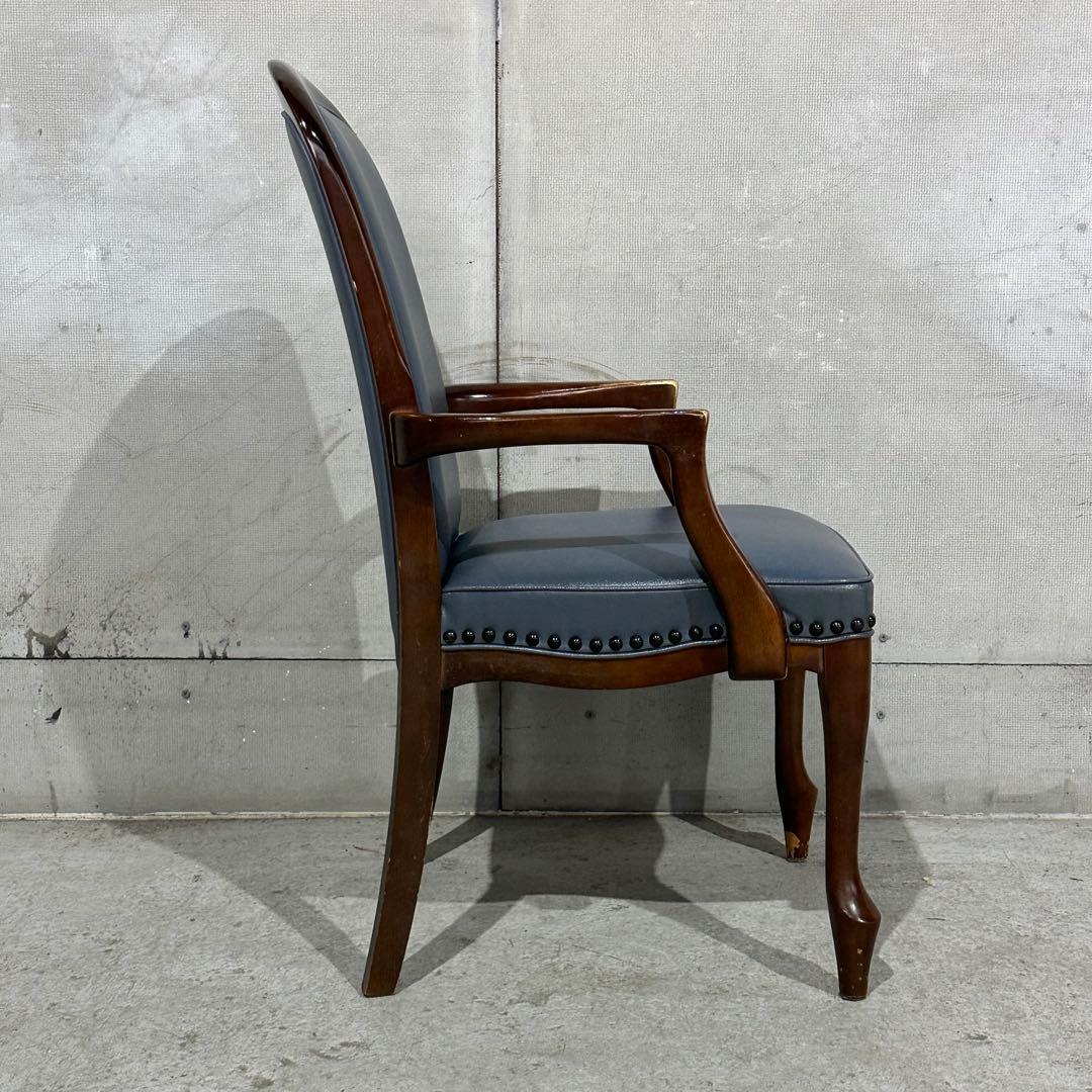 ✦マルニ木工✦ アームチェア 昭和レトロ レザー調 鋲打ち クラシック