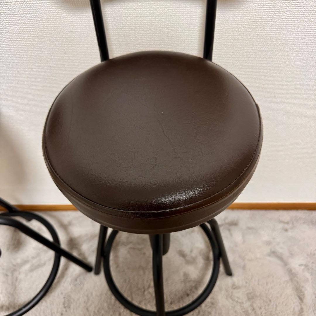 【田中　太郎】カウンターテーブル 昇降チェア 足置き ２脚セット