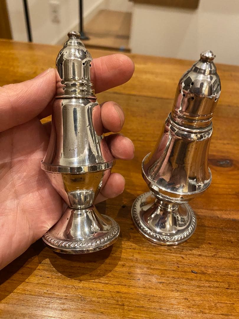 銀 スターリングシルバー ソルト&ペッパー容器 コンディメント 2個セット