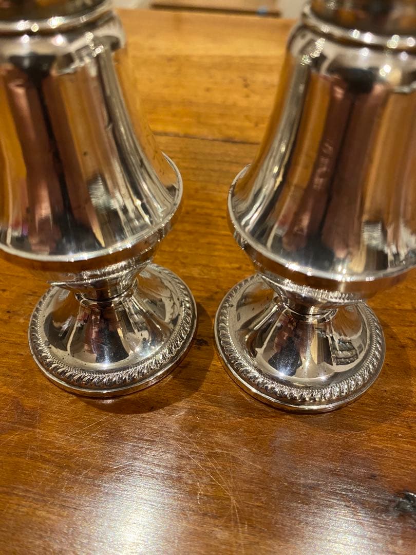 銀 スターリングシルバー ソルト&ペッパー容器 コンディメント 2個セット