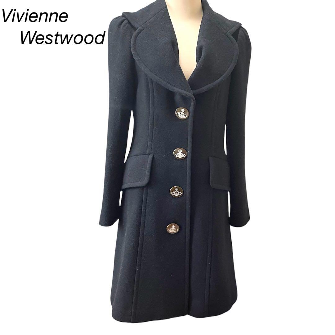 ヴィヴィアンウエストウッド コート ブラック ラブ襟コート 毛90% A