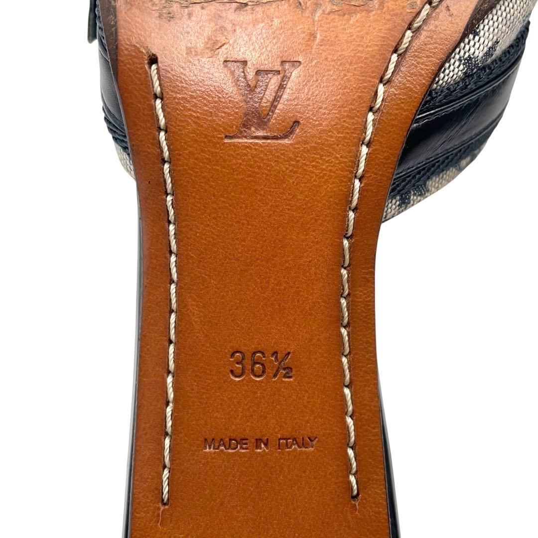 《超美品》ルイヴィトン サンダル ミュール モノグラムミニ キャンバス グレー