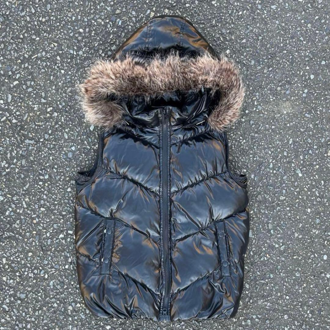 最安値❗️ 00s Y2K ファーダウンベスト 平成 グランジ ギャル男 お兄