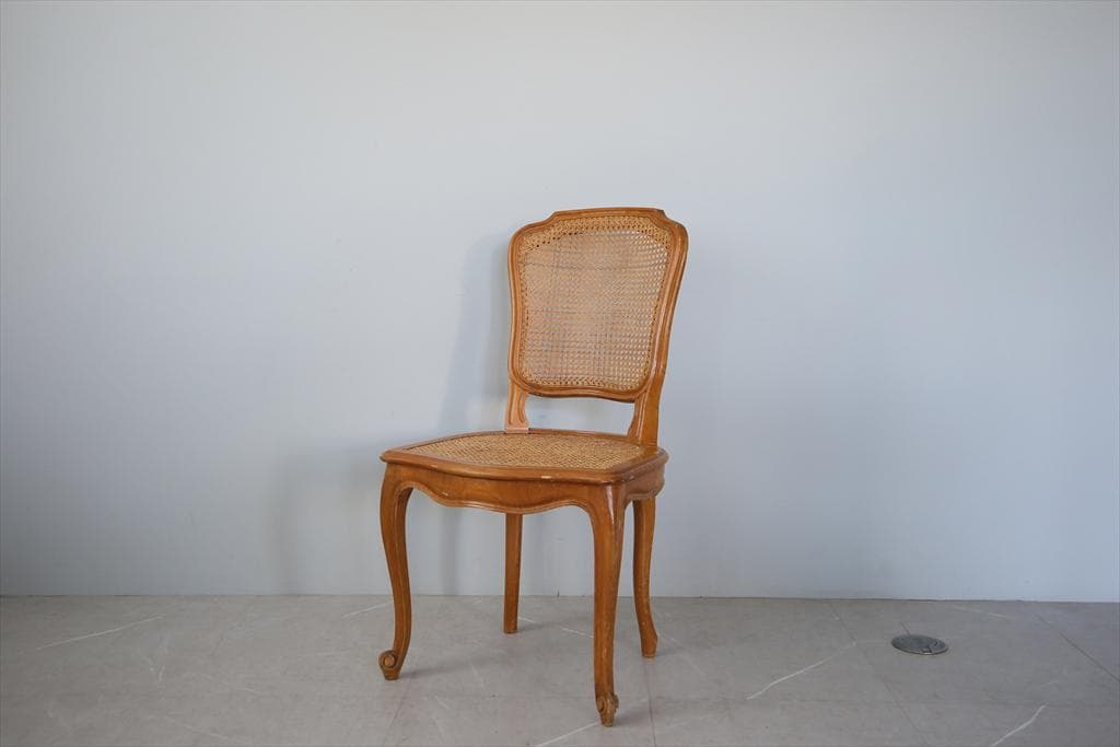 フランスアンティーク猫脚ダイニングチェア/椅子イス/籐ラタン(90-190-3) フランスアンティーク ラタンチェア.22 ダイニングチェア 籐編みチェア