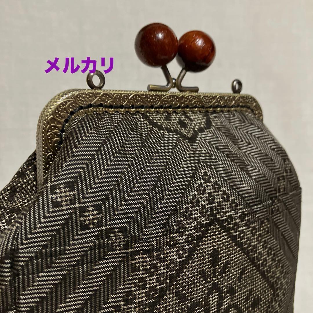 泥大島紬龍郷 秋名バラ8玉 がま口スマホショルダーバッグ