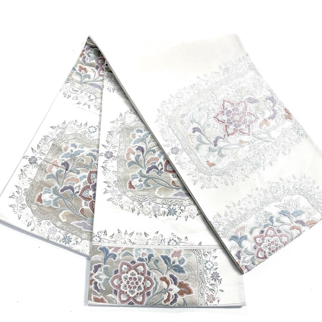 帯6558 ○高級 正絹 六通 袋帯 花文 華文 - メルカリ