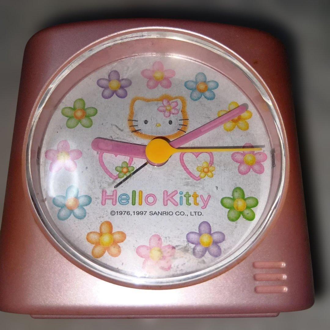 ハローキティ1997年目覚まし時計 ピンクカオハナ平成レトロレア