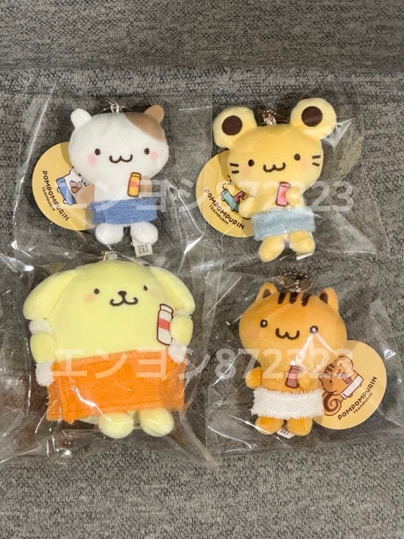 ポムポムプリン ほかほかリラックスタイム むにゅぐるみマスコット4点