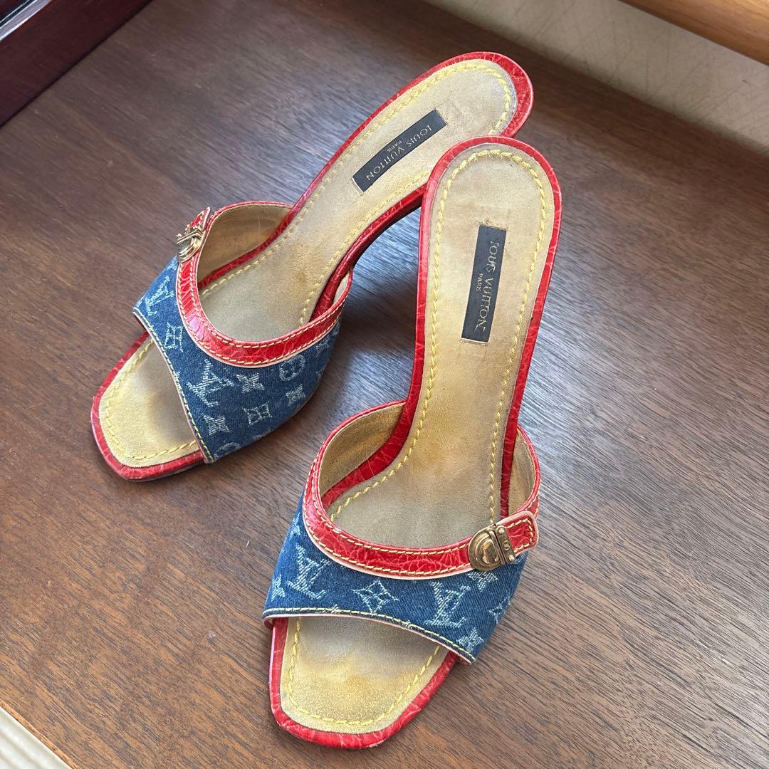 Louis Vuitton デニム レッド ミュール 楽天市場】【中古】LOUIS VUITTON （ルイヴィトン） ﾓﾉｸﾞﾗﾑﾃﾞﾆﾑ ｻﾝﾀﾞﾙ