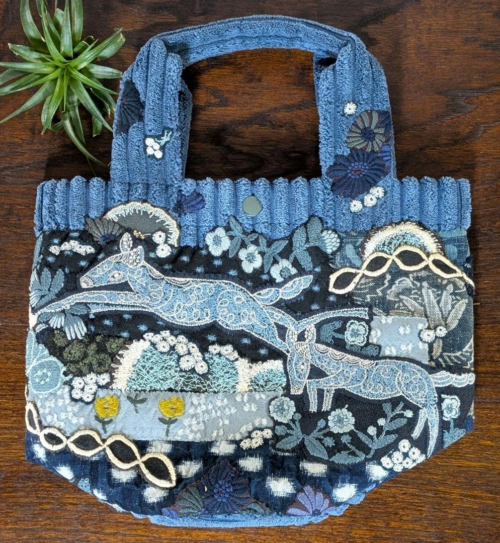 SALE❗️古布藍染《飛び躍ねるパプリッコ》ミナ　サリーS　PJC 　バック