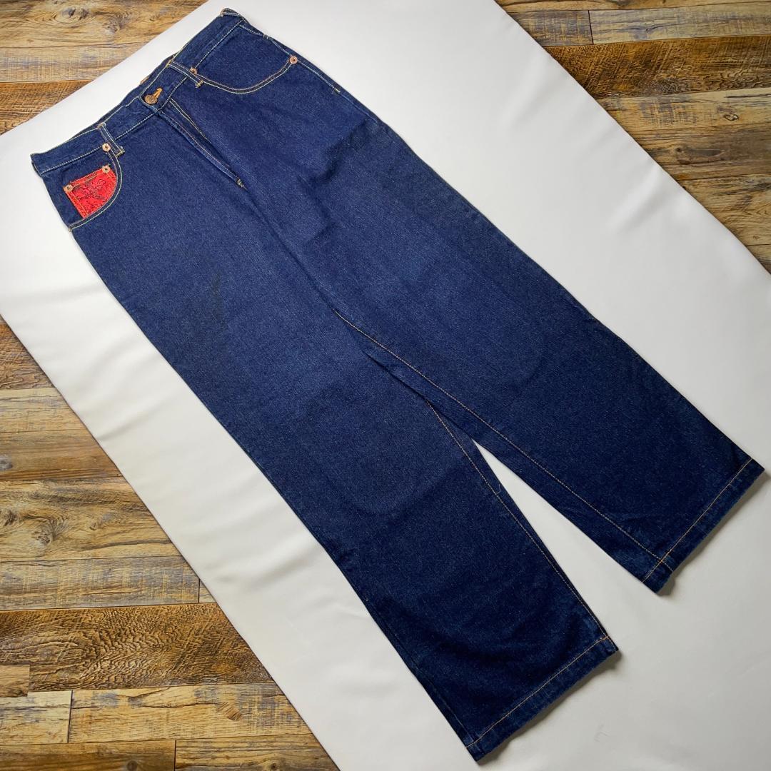 ドッグタウンバギーデニムジーンズw32刺繍b系極太黒龍古着ストリート