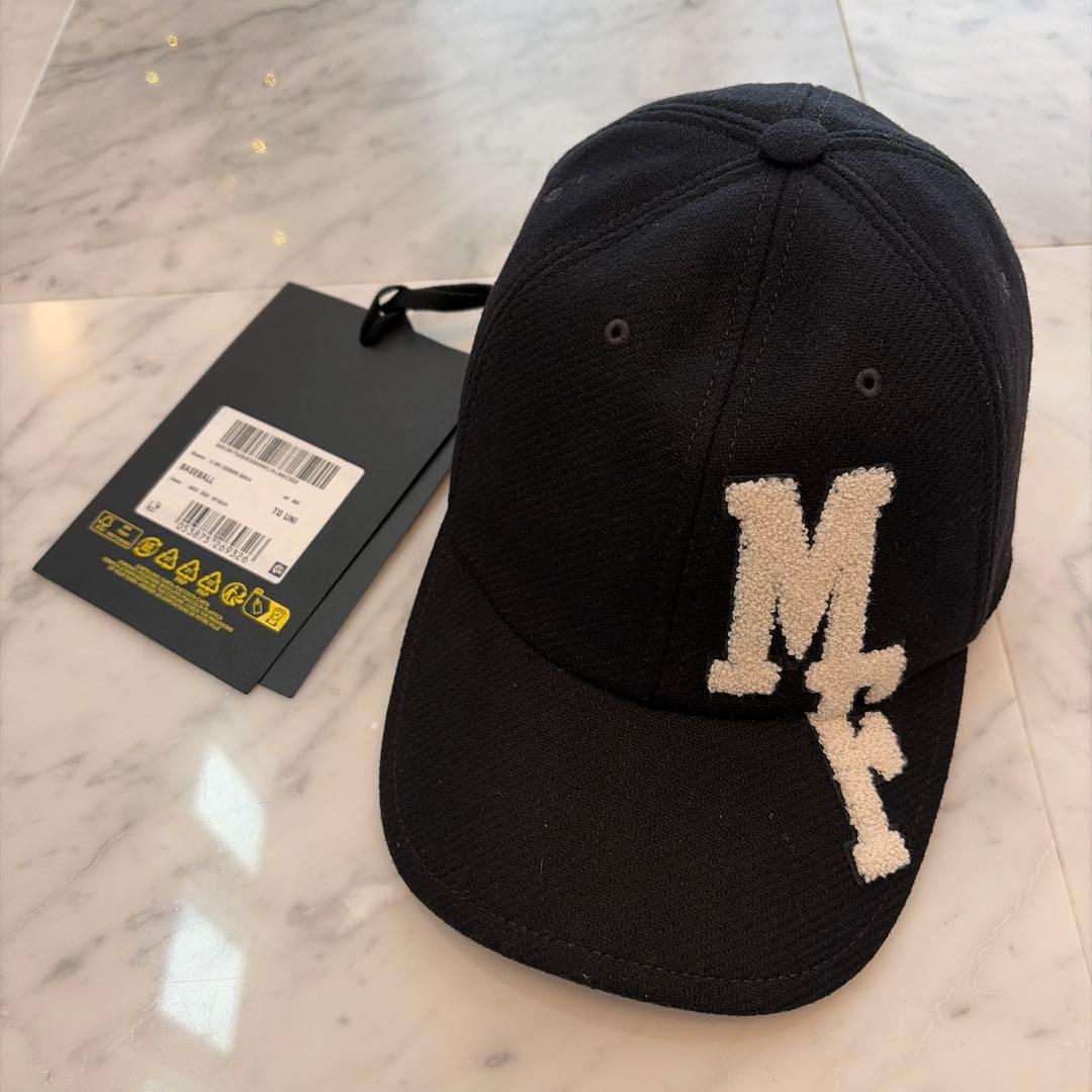 MONCLER ブラック キャップ M&F刺繍 7 1/8