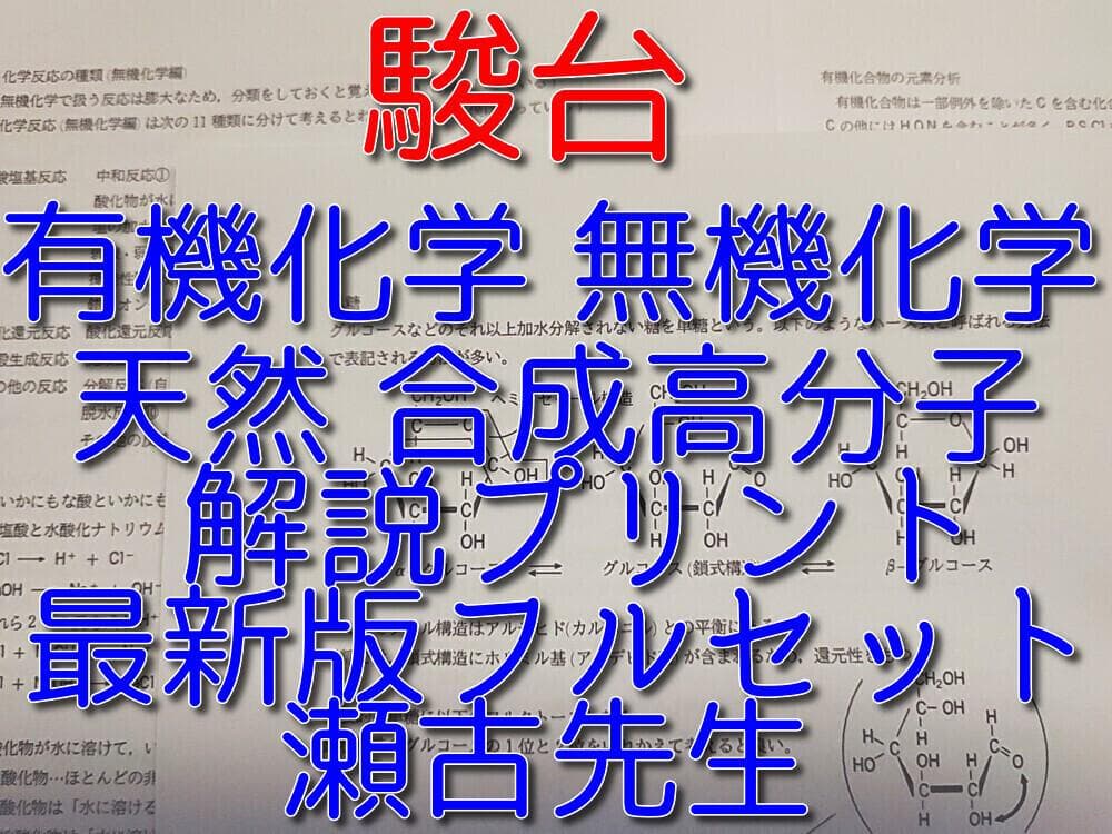 駿台の瀬古先生による有機無機化学天然高分子解説プリントフルセット