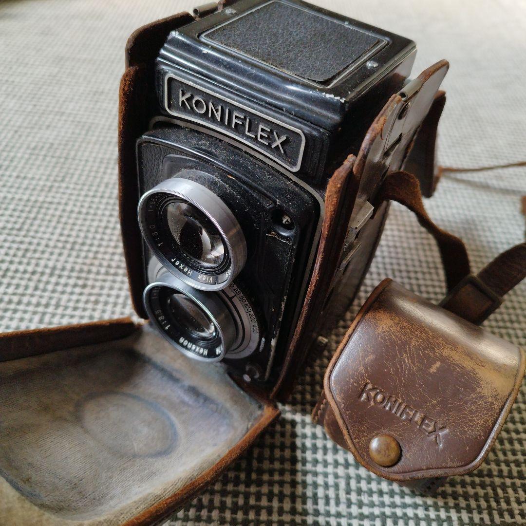 KONIFLEX フィルムカメラ レザーケース付き 早い者勝ちタイムセール】KONIFLEX 二眼レフカメラ レザーケース付き