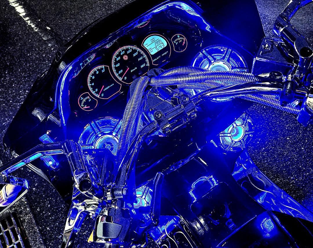 爆光ブルーネオンLED 4インチ スピーカー カバー スポーク メッキ