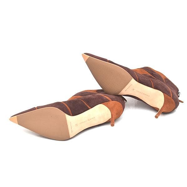 美品 マノロブラニク 38 25 スエード ショートブーツ サイドジップ