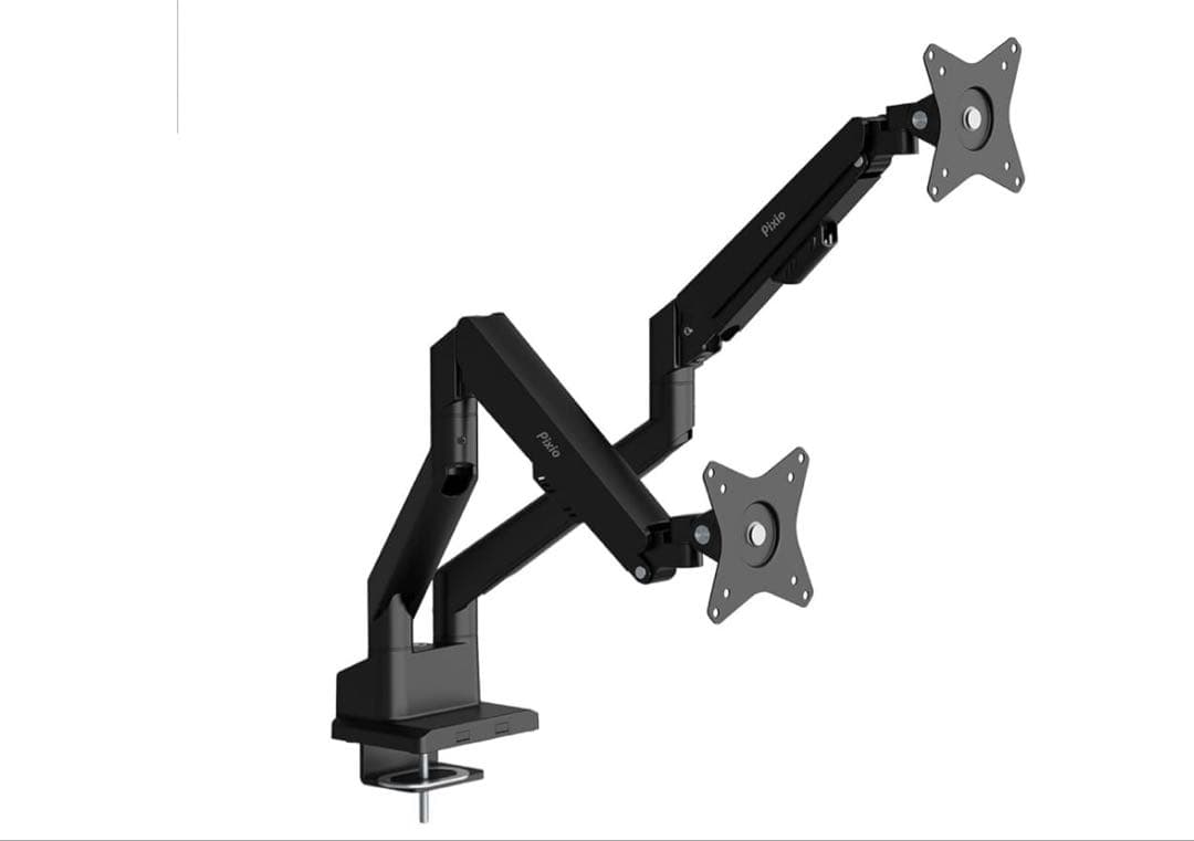 512341 Pixio PS1D Wave Black モニターアームデュアル Amazon.co.jp: Pixio PS1D Wave Black モニターアーム デュアル 黒