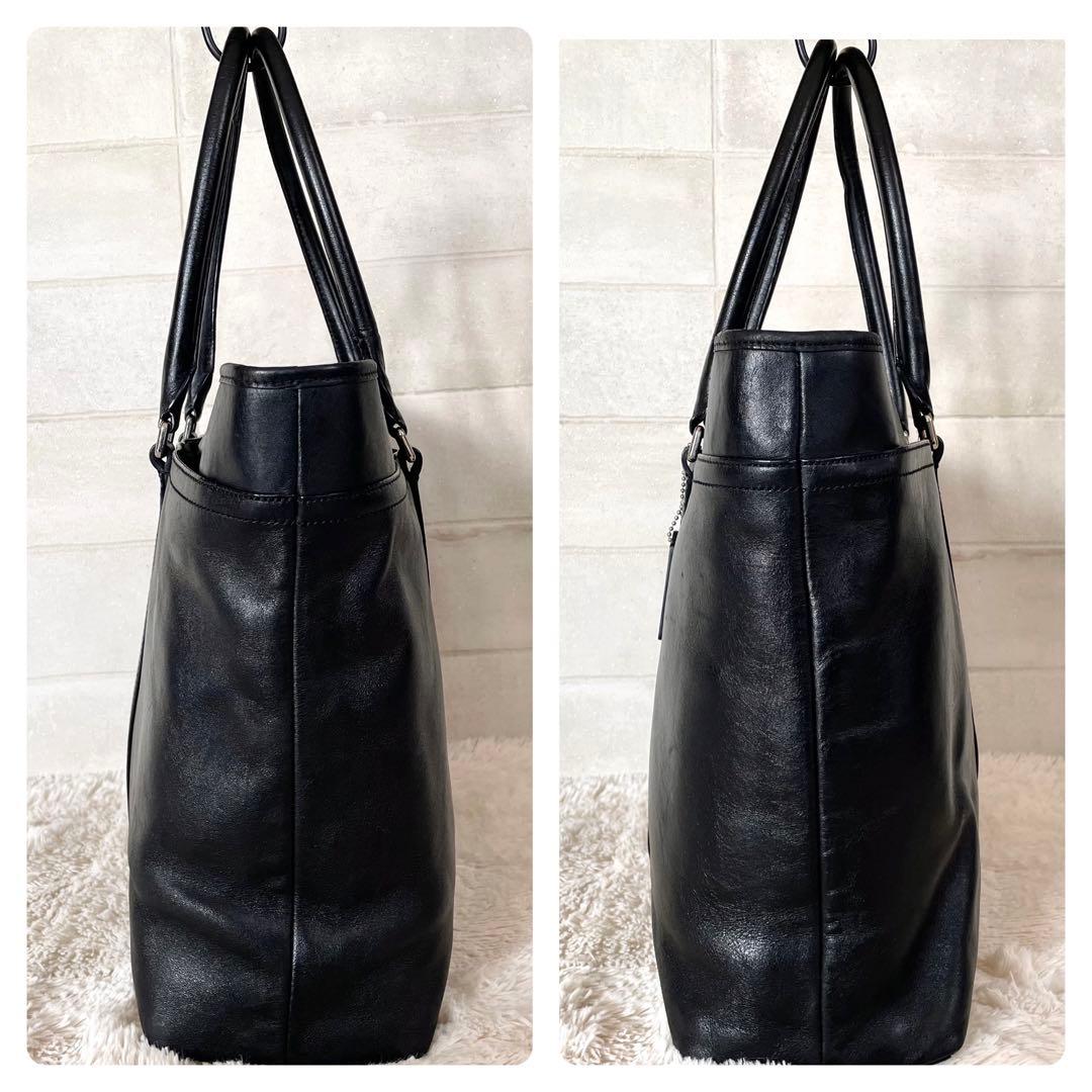 COACH コーチ トート ビジネス バッグ レザー ブラック 黒 A4収納可能