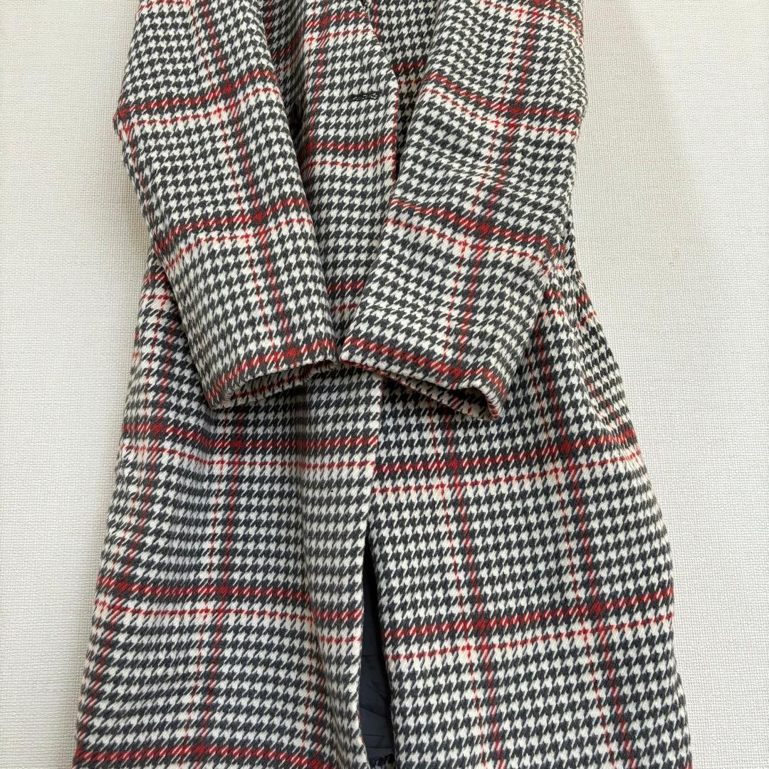 バックナンバー】 千鳥格子 ノーカラー ロングコート M - メルカリ