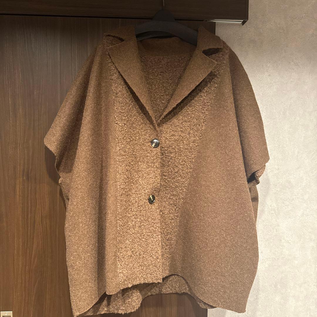 本日最終価格　金額戻ります　今期　ブラウンシニカルリバーシブルポンチョコート 55294054_1.jpg