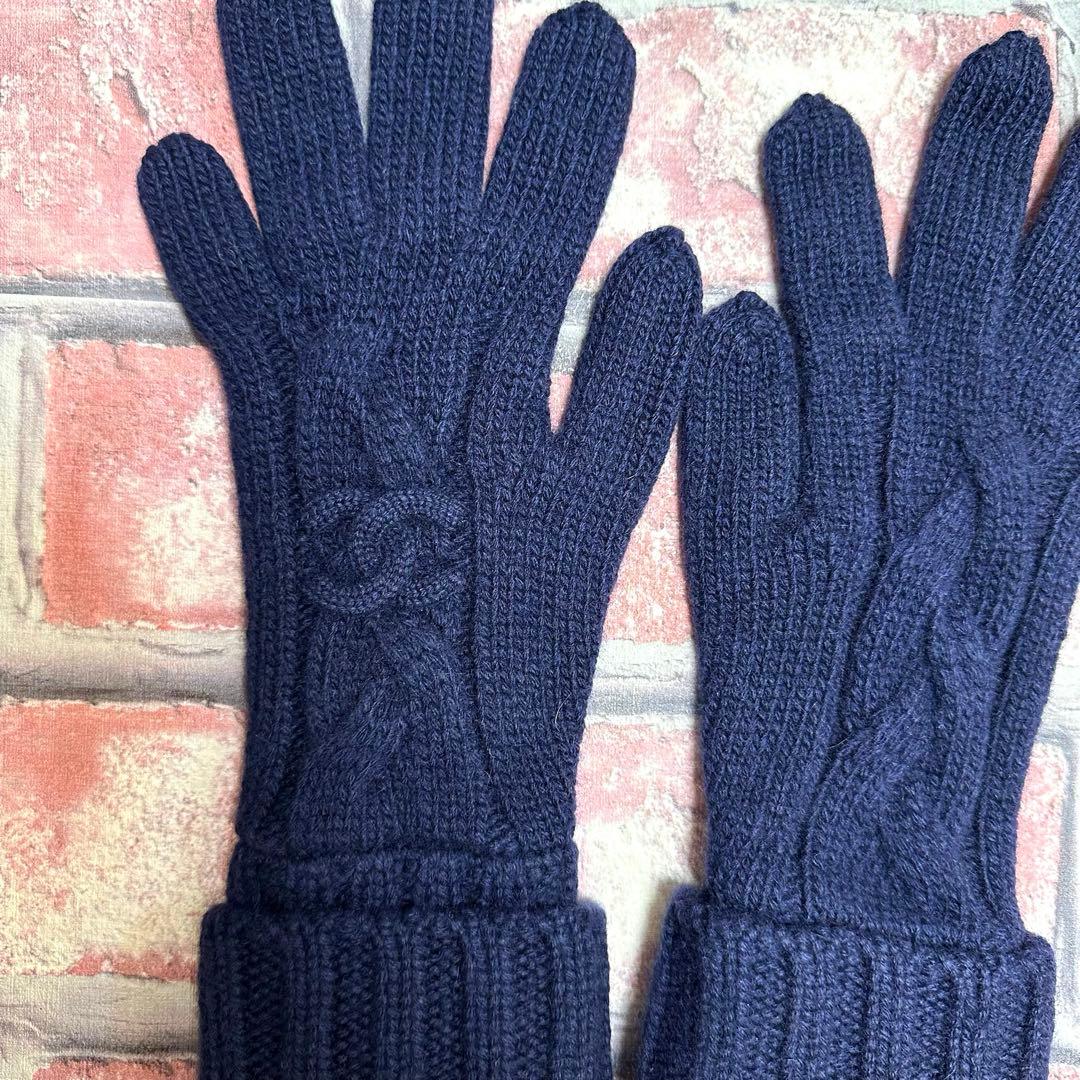 マロン様専用 CHANEL シャネル 手袋 ロゴ 青 ブルー - メルカリ