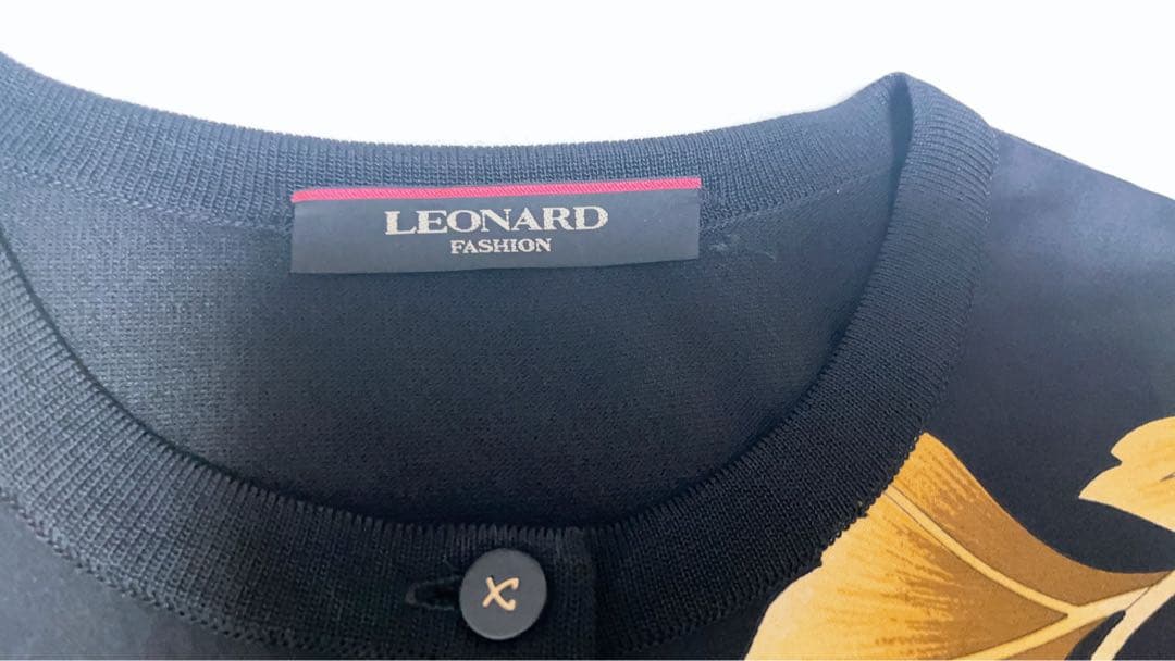 LEONARD レオナール カーディガン 花柄 ゴールド ブラック LL - メルカリ