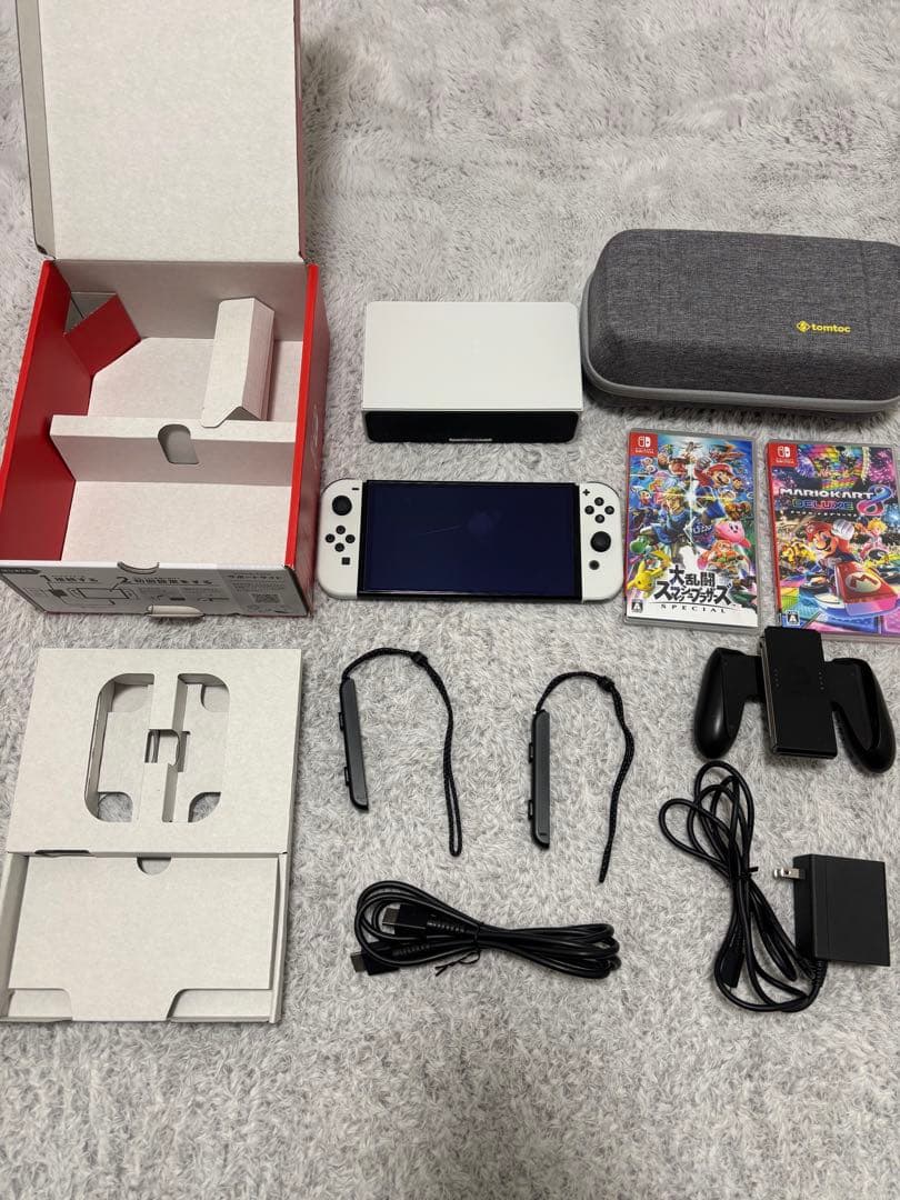 Switch有機ELホワイト本体＋マリカ8DX＋スマブラSP - メルカリ