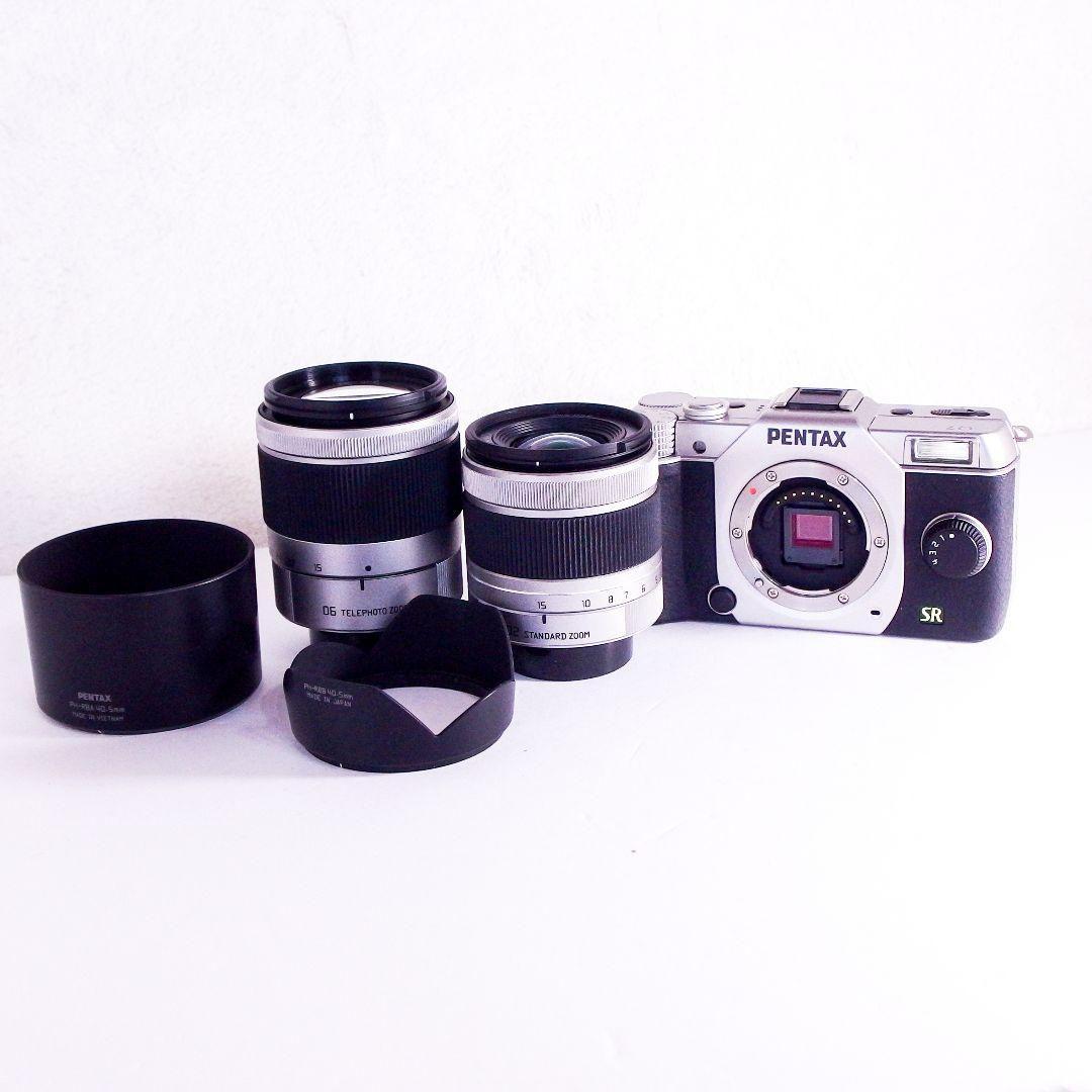完動美品 PENTAX Q7 シルバー ダブルズームセット 元箱バッテリー充電