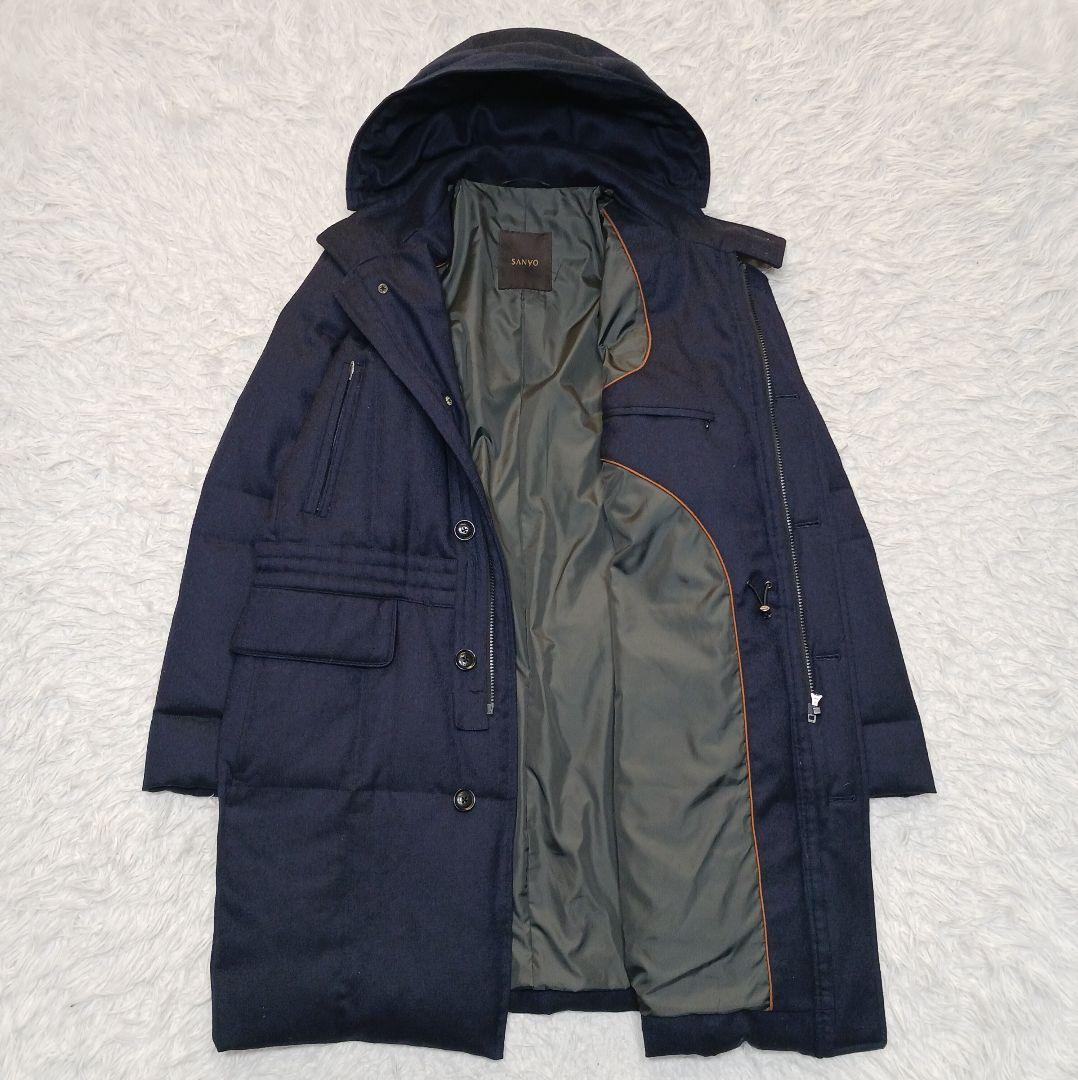 ✨極美品✨サンヨーコート　2WAY　ダウンコート　ビジカジ　ネイビー　L インディヴィ INDIVI 【名品／撥水／抗菌防臭】ロング リサイクル