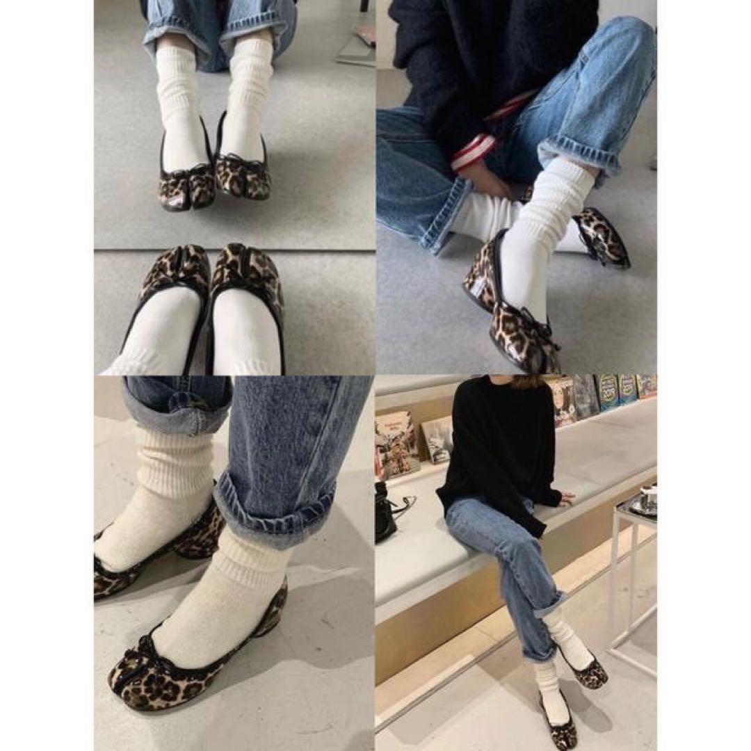 希少 極美品マルジェラ タビ バレエ レオパード 38 24.5㎝ エナメル