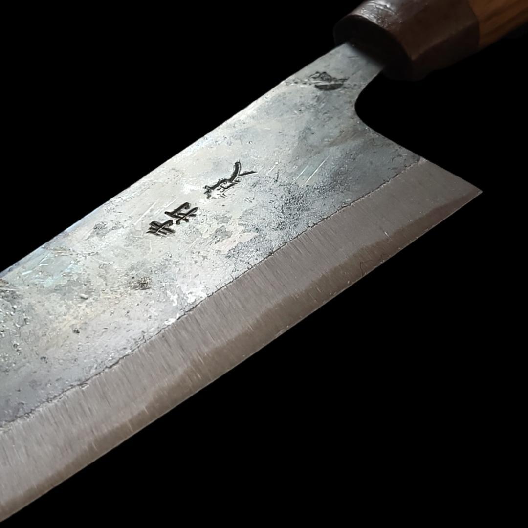 青紙2号 黒打 文化包丁 170㎜ G9396 ベリ柄 手作り 1点物 月光作