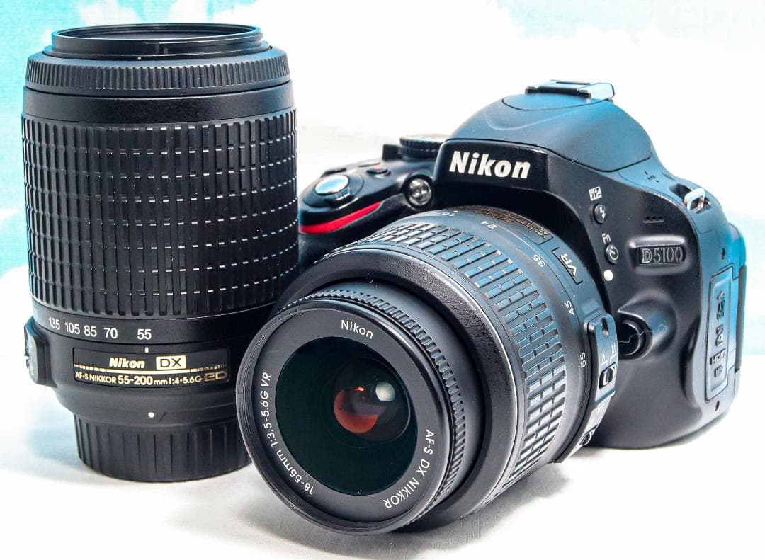 Nikon D5100⭐️スマホに転送♪⭐️届いてすぐ使える！⭐️ダブルレンズ 新品級ショット数】Nikon D5100 スマホ転送 ダブルレンズ 自撮り