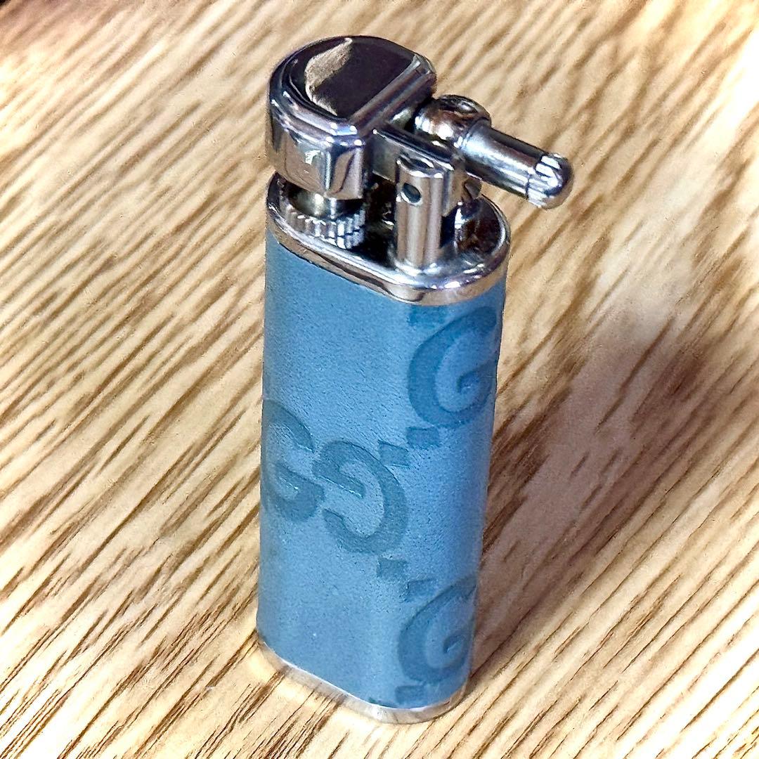I*i様 GUCCI ／ グッチシマレザー ハンマーヘッドガスライター ブルー GUCCI ／ グッチシマレザー ハンマーヘッドガスライター ブルー