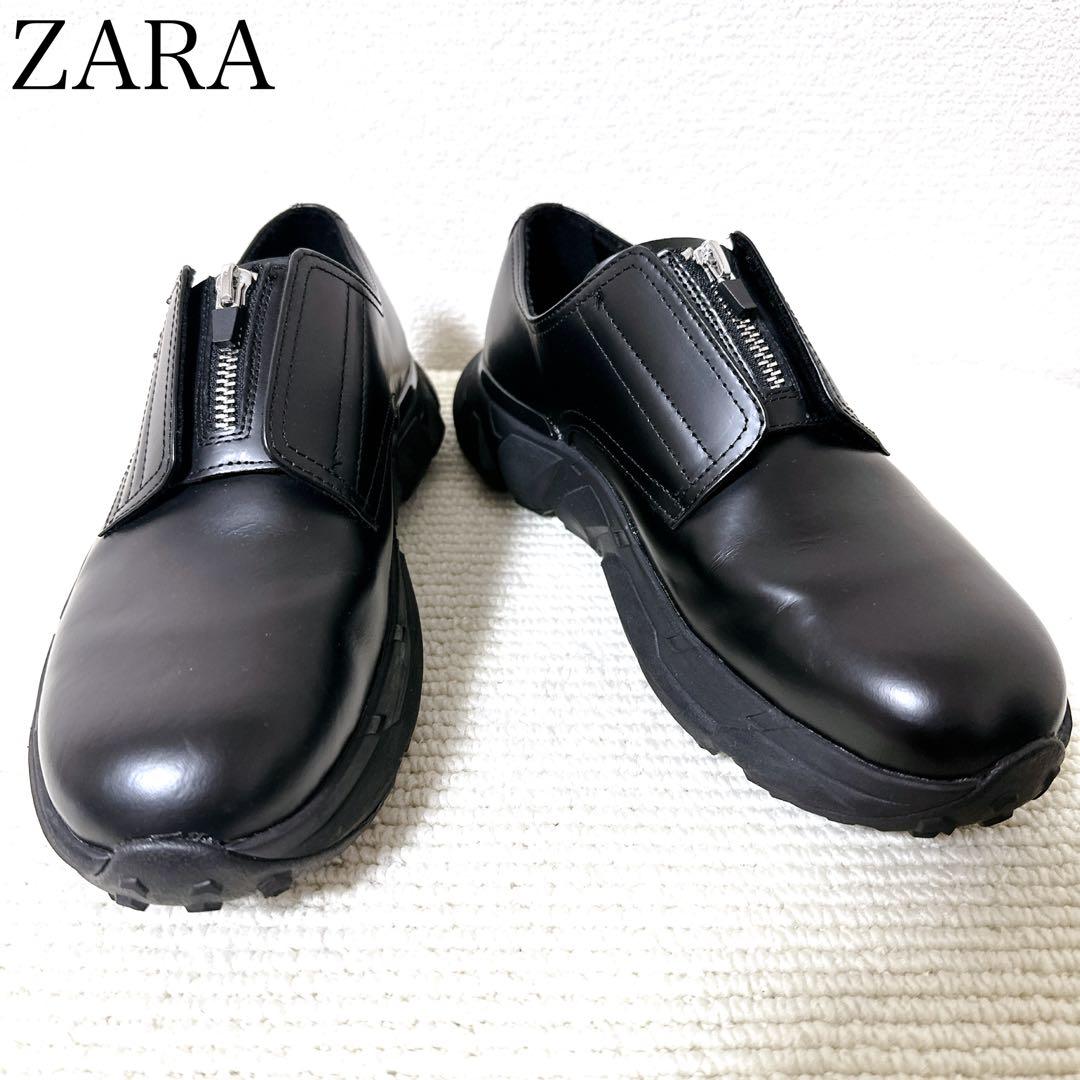 ZARA vibram ザラ ビブラム レザーシューズ ジッパー ブラック 40
