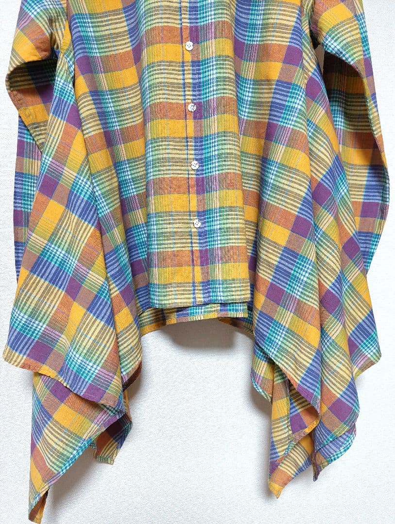 KAPITAL ノーカラー変形チェックシャツ S 日本製 美品✨ - メルカリ