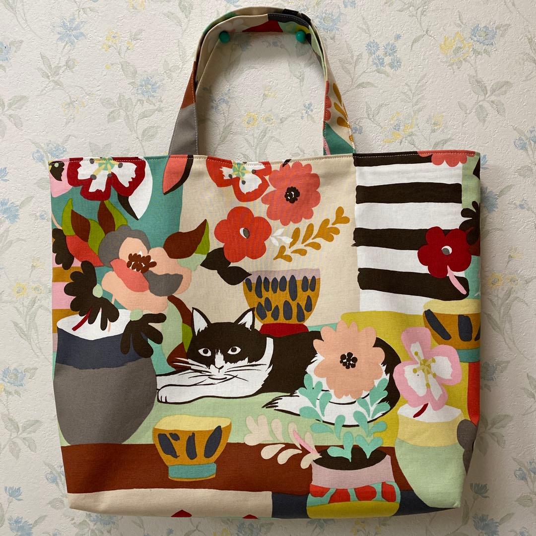 ハンドメイドトートバッグ 大きめエコバッグ アレキサンダーヘンリー