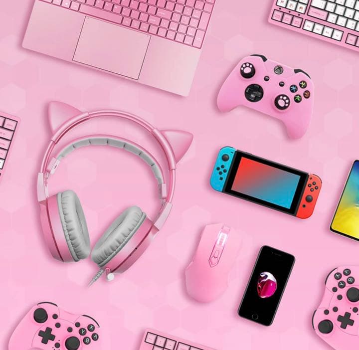 ゲーミングヘッドセット 猫耳ヘッドホン 3.5ｍｍ マイク付き 有線 ステレオ