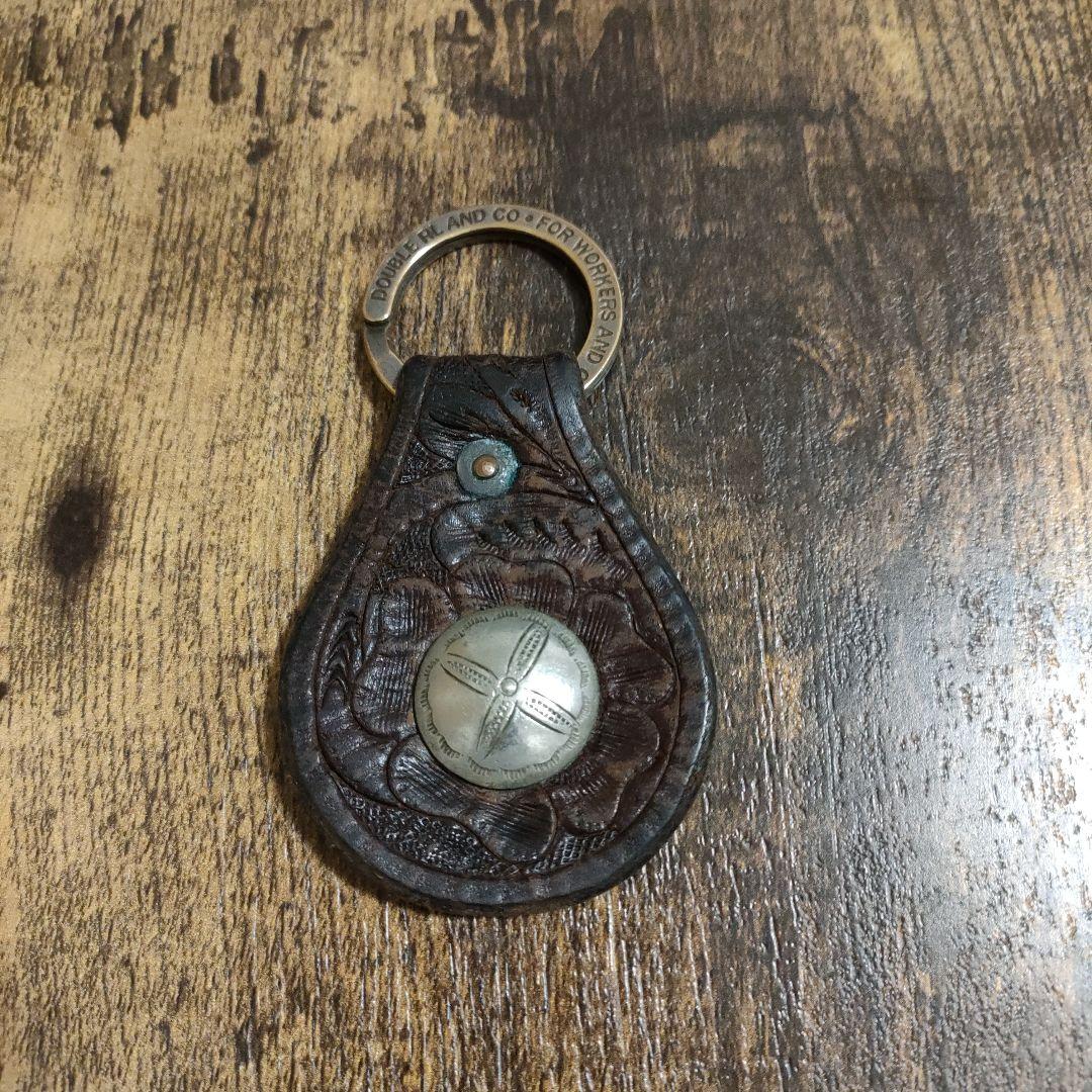 RRL レザー キーホルダー/キーリング コンチョ カービング ツールド