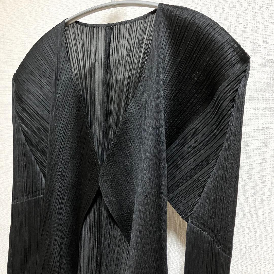 美品 プリーツプリーズ イッセイミヤケ ロングカーディガン ボタンレス