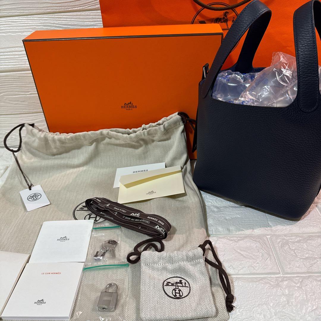 新品 HERMES エルメス ピコタンPM ブルーニュイ シルバー金具 18