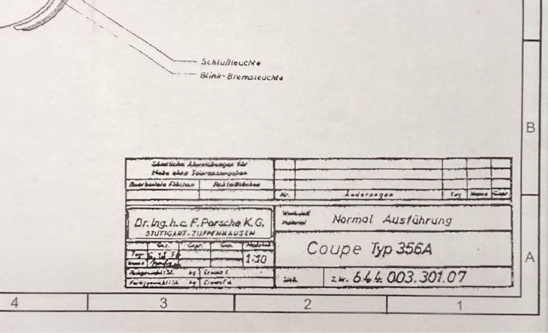 PORSCHE356A coup ポルシェ 設計図 製図 図面 プリントポスター - メルカリ