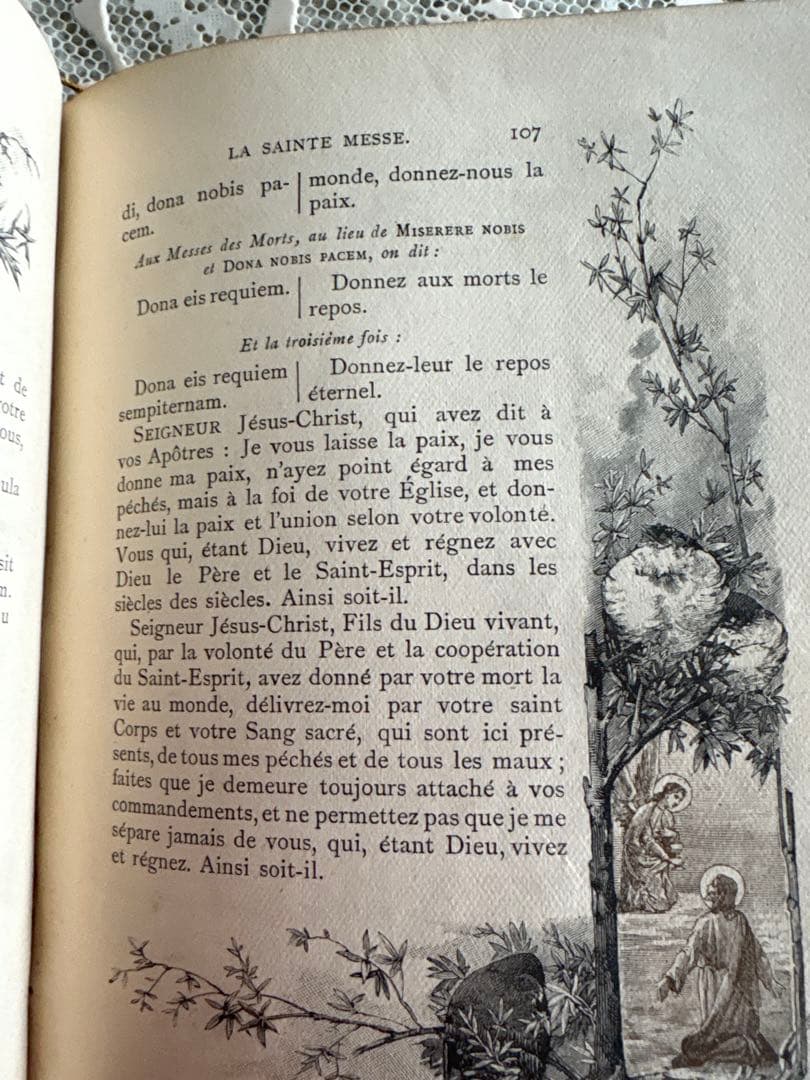 アンティーク祈祷書 MISSel 革装丁 金箔装飾 挿絵多数 ミサ典 古書