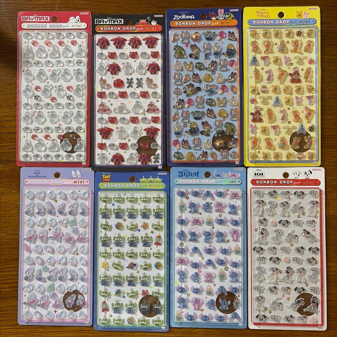 ディズニー　ボンボンドロップシール　ミニ　8種　コンプリートセット 正規品♡ボンボンドロップシール ディズニー ミニ 8種セット